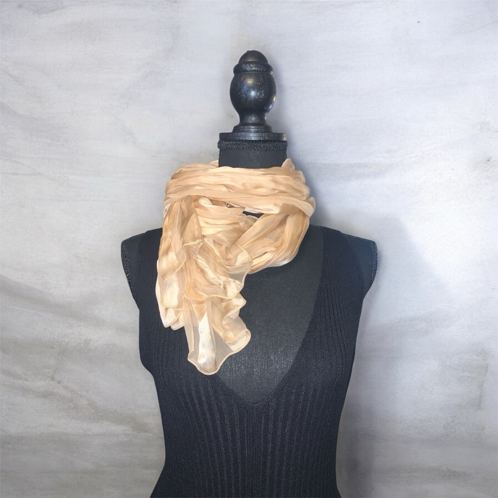 Vintage 90s Jaeger Elegant Cream Scarf Sz 54”X10”